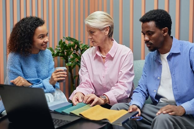 A diverse group of younger and middle-aged Americans discussing retirement plans and investment strategies, highlighting the need for proactive financial planning in light of Social Security uncertainties, with a focus on education and awareness.