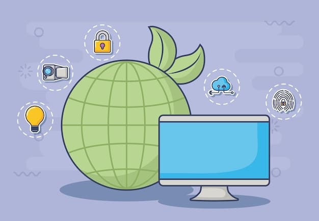 A graphic illustrating a secure online environment with icons of a computer, smartphone, and tablet, all protected by a shield with a lock symbol, surrounded by digital data streams and security protocols.