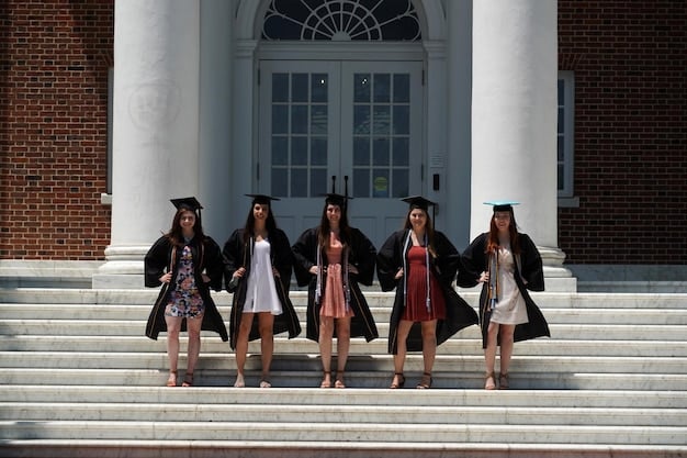 A high school graduation ceremony, with students in caps and gowns, symbolizing the Common Core Standards' goal of preparing students for higher education and future success.