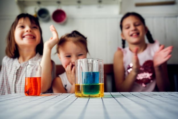 A group of preschool children participating in a science experiment involving colorful liquids and measuring tools, showcasing hands-on learning and cognitive development in early education.