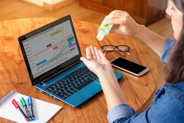 A person analyzing a detailed bar graph of their monthly expenses on a laptop, highlighting unnecessary purchases. The image should underscore the process of identifying wasteful spending.
