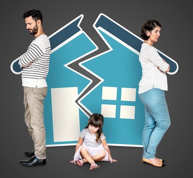 A split image showing a happy relaxed family on one side and a stressed family burdened by debt on the other emphasizing the emotional impact of financial stability.