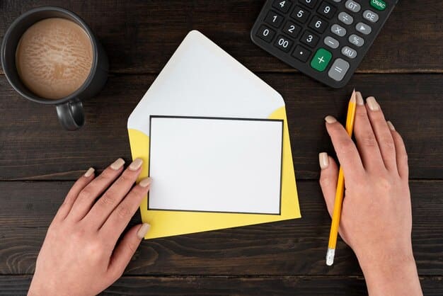 A person holding an envelope with a check inside, with documents and a calculator on the table, symbolizing financial assistance and calculation of eligibility.