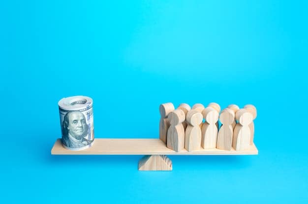 A balanced scale with money on one side and a representation of employee satisfaction on the other. The image should convey the idea of balancing profits with employee well-being.