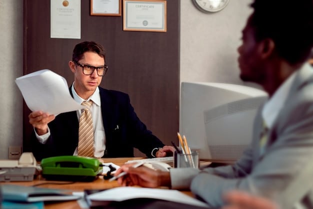 A lawyer explaining the contents of a will to a client in a professional office setting.