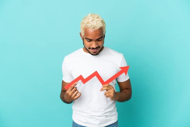 A person looking at a graph with an upward trending line representing inflation, with a concerned expression. The graph also shows a line representing savings struggling to keep up.