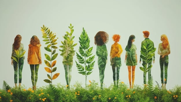 A collage showing different values depicted visually: environmental conservation (a forest), family (a group hug), education (graduation cap), and community service (volunteers planting trees).